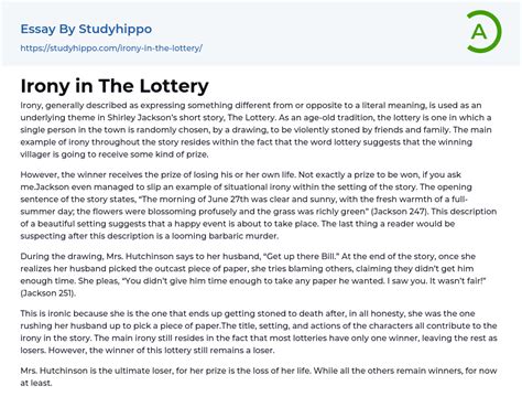 irony of the lottery|the lottery irony analysis.